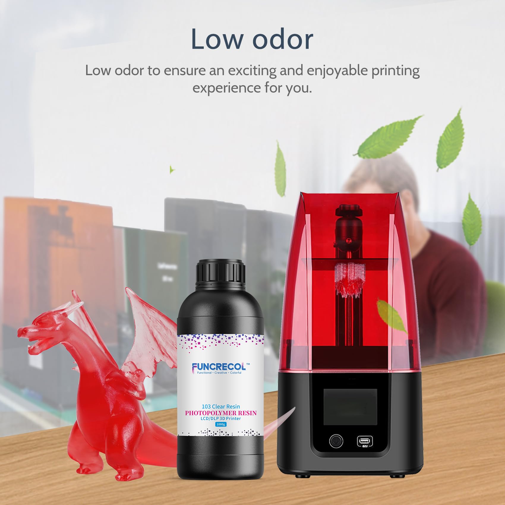 FUNCRECOL Red Crystal Clear 3D Printer Resin High Precision Fast