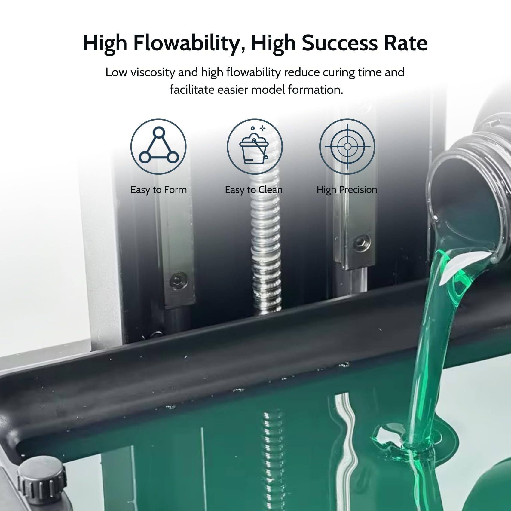 FUNCRECOL Green Crystal Clear 3D Printer Resin High Precision Fast