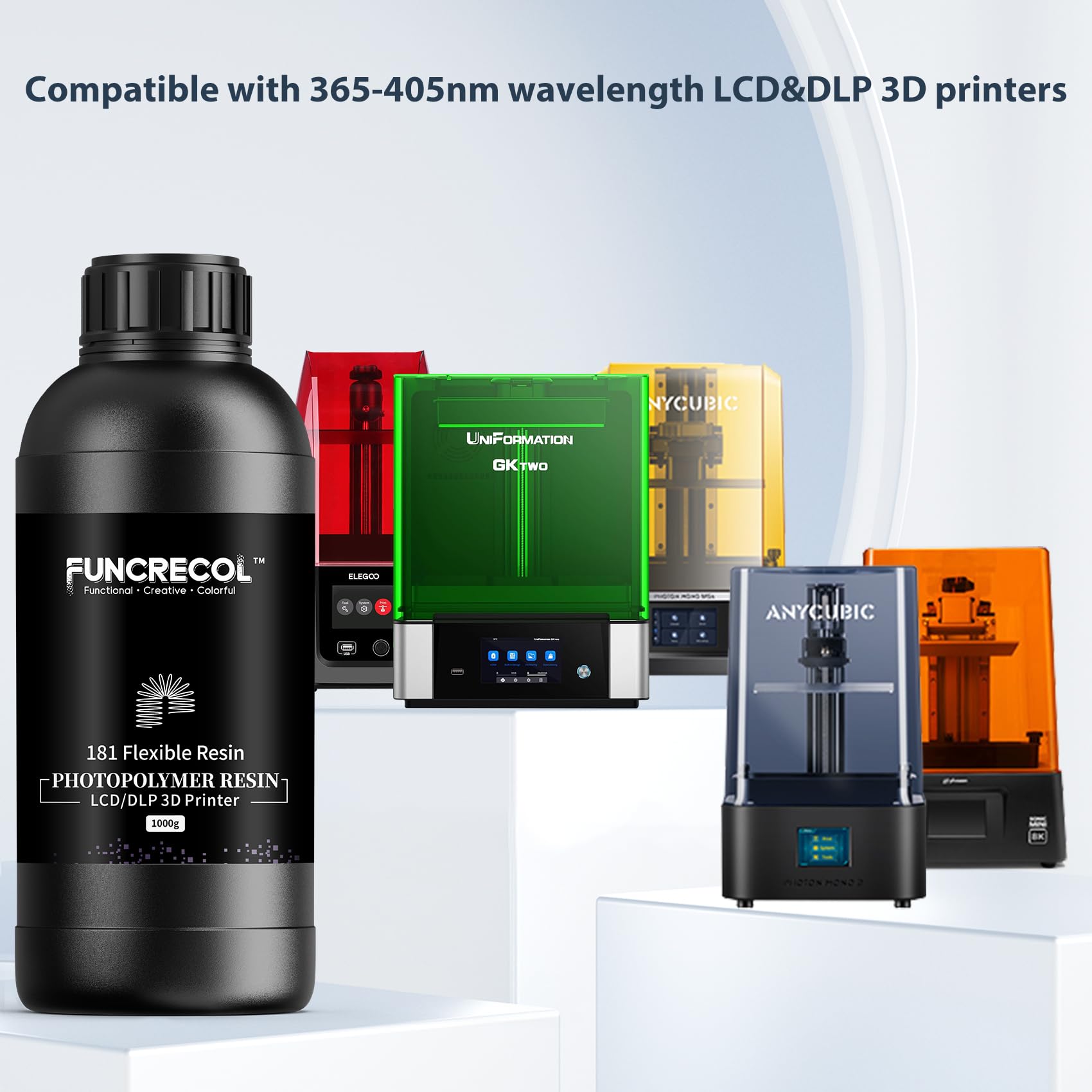 FUNCRECOL Tough Flexible 3D Printer Resin Rubber Like