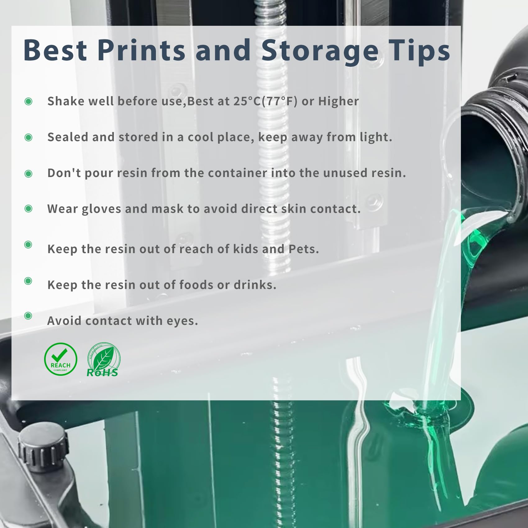 FUNCRECOL Green Crystal Clear 3D Printer Resin High Precision Fast