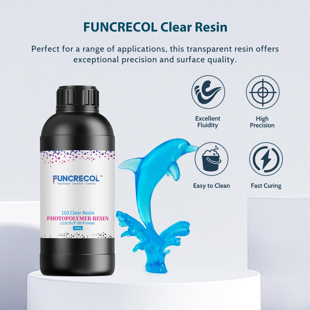 FUNCRECOL Crystal Clear Blue 3D Printer Resin High Precision Fast