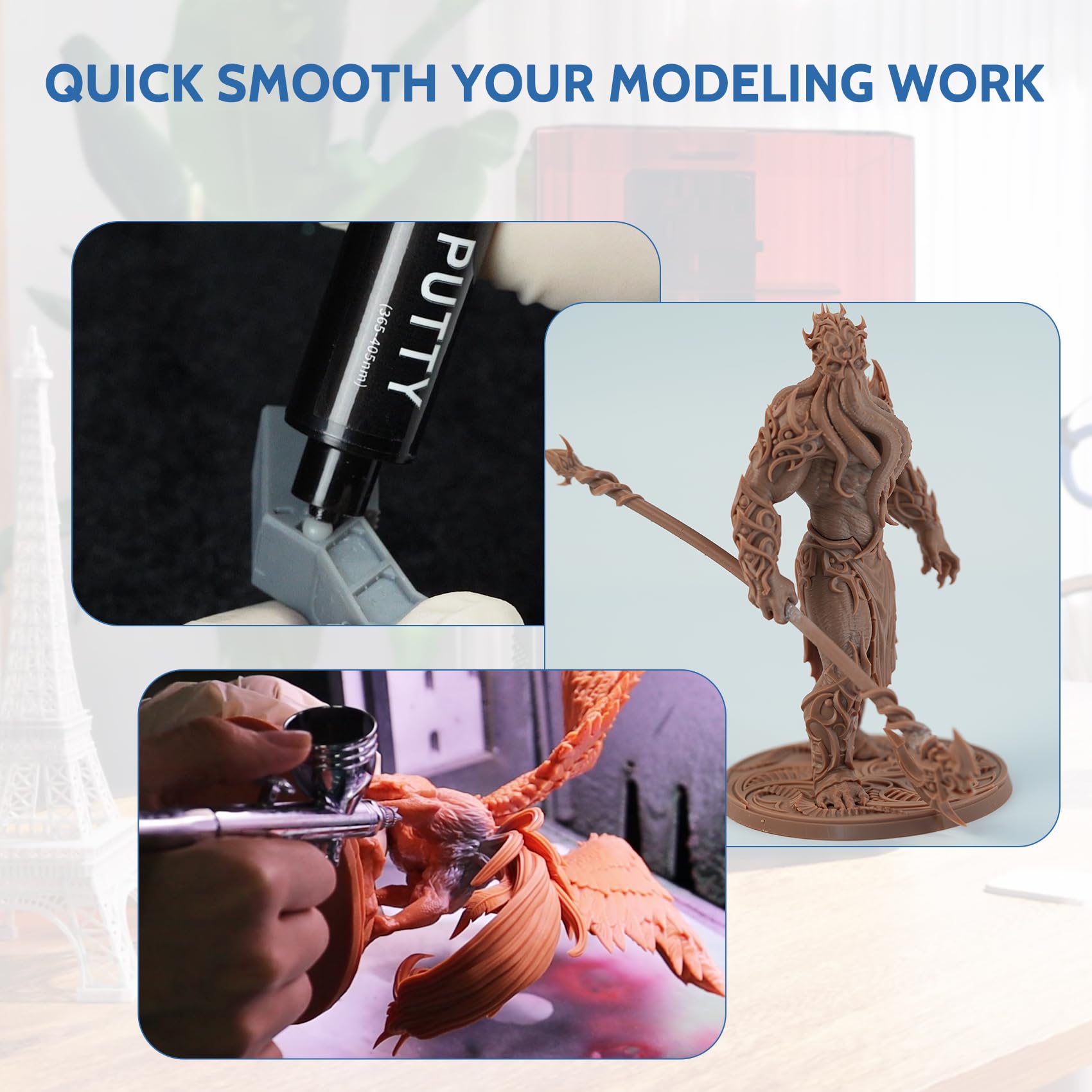 Funcrecol UV Putty Pen Clear Glue Adhesive for DIY Resin Crafts Making