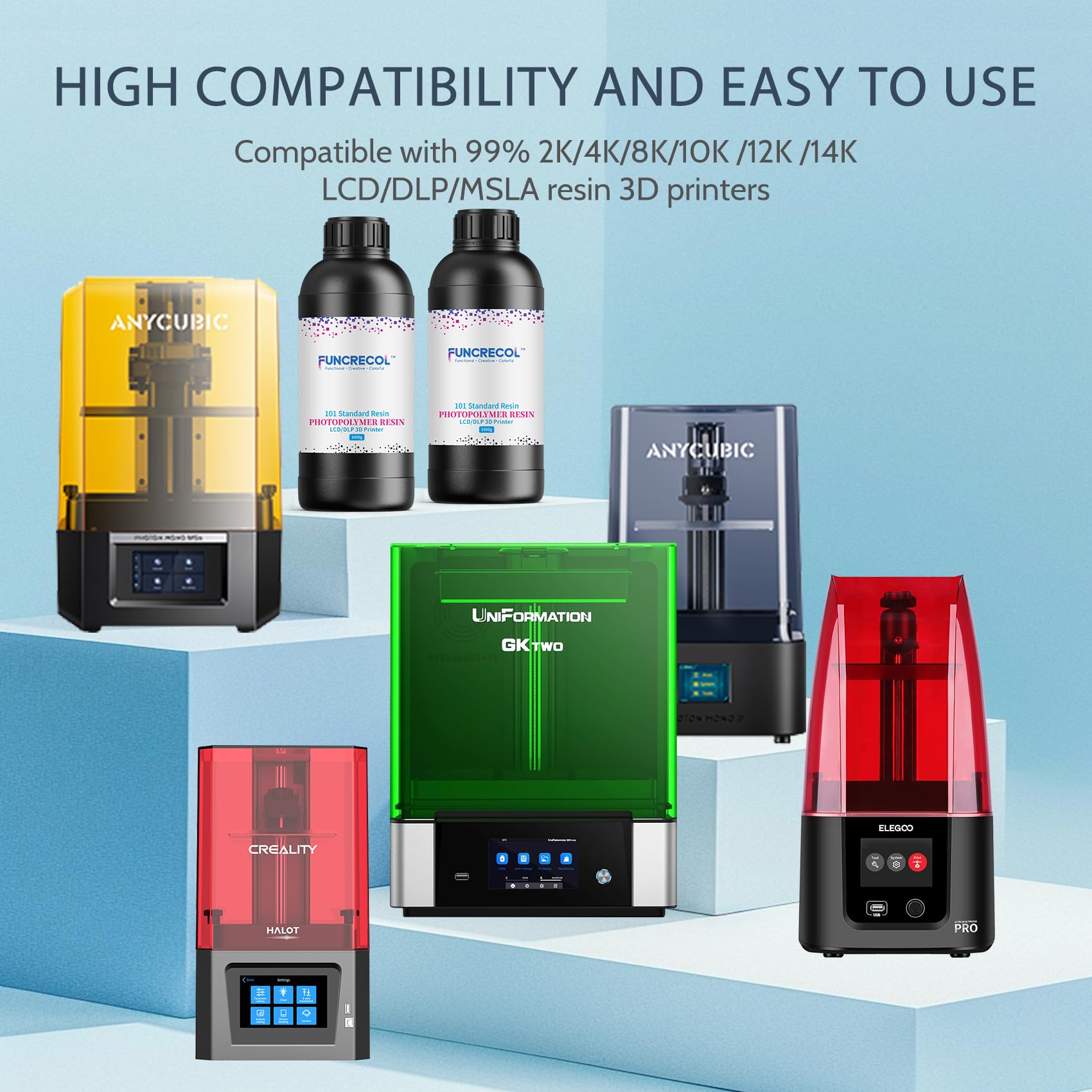 FUNCRECOL High Precision Compatible Low Cost White 3D Printer Resin