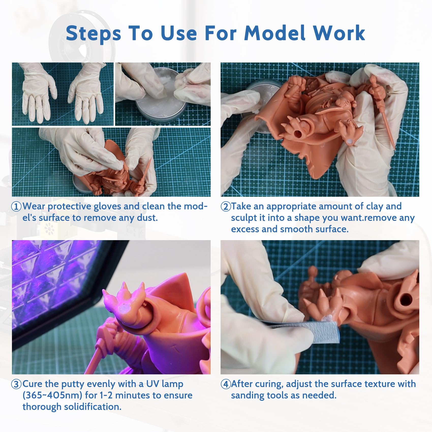 Funcrecol UV Curing Putty for 3D Model Kit Repair Filler Glue Adhesive