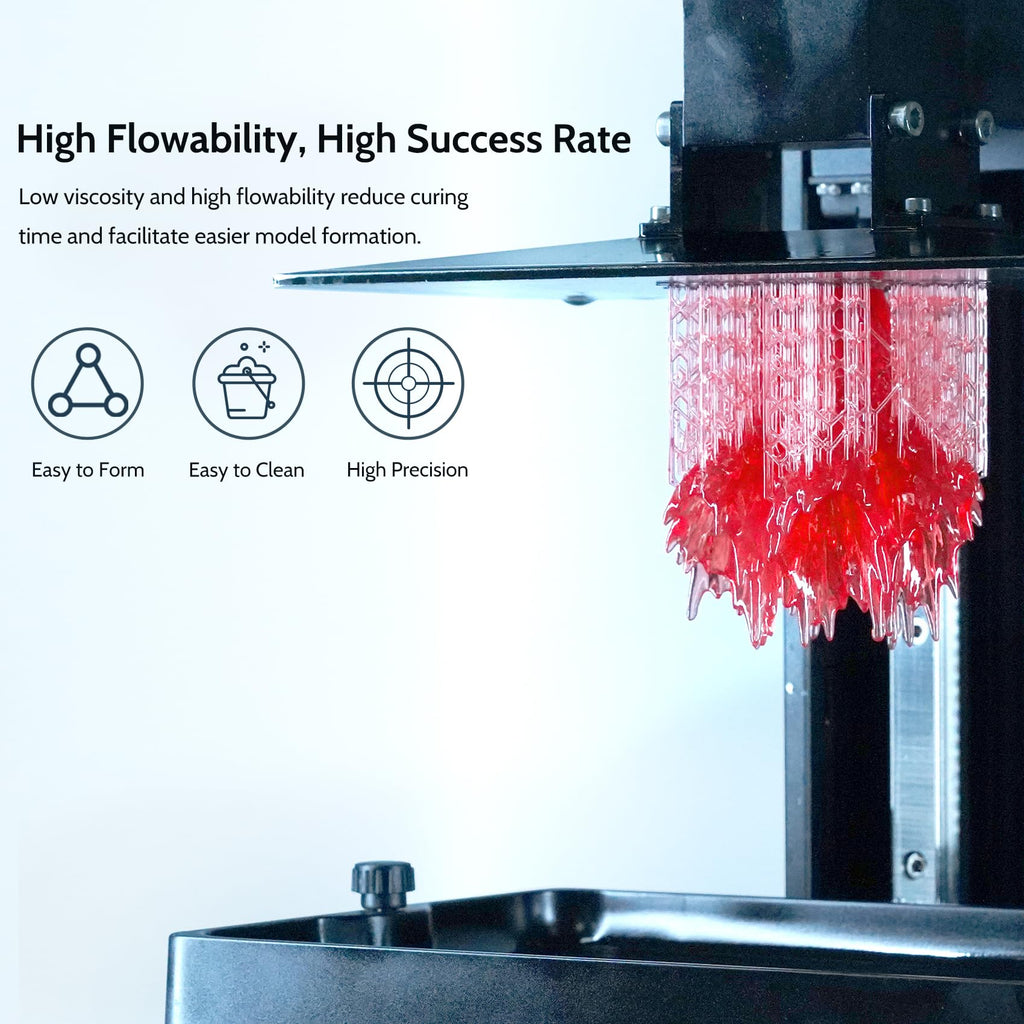 FUNCRECOL Red Crystal Clear 3D Printer Resin High Precision Fast